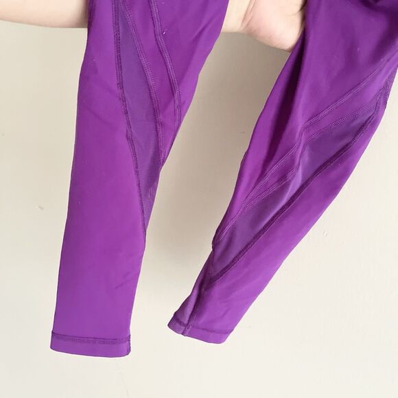 Lululemon Free To Flow Leggings Size 4 Purple Cross Over Waist Full Length - Picture 9 of 13